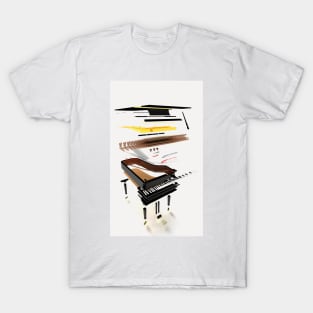 Disassembled parts of a grand piano (C019/8486) T-Shirt